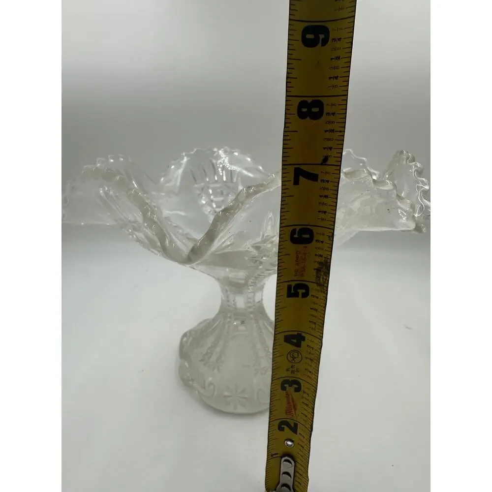 Panelled Thistle Tall Compote Cut Glass Dish 8 inch